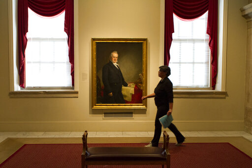 A portrait of President James Buchanan is on display at the National Portrait Gallery in Washington, on Feb. 14, 2015. (AP Photo/Jon Elswick)
