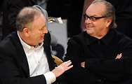 Bill chats with Jack Nicholson at a Los Angeles Lakers game.